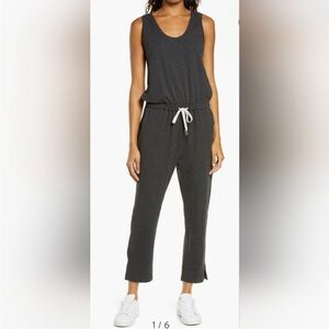 Zella Gwen Sleeveless Elastic Waist Knit Romper Charcoal Gray Size M Lounge